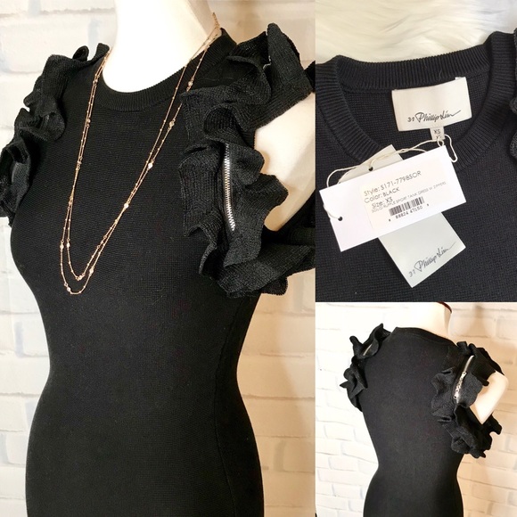 3.1 P H I L L I P L I M : Zipper Ruffle Mini Dress - Picture 3 of 8